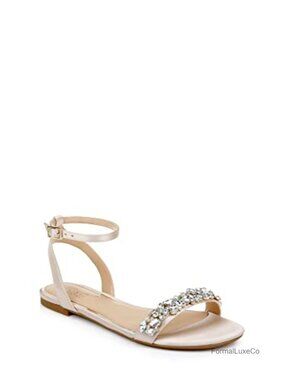 Minimalist Crystal Adorned Flat Sandals with Ankle Strap